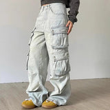 Women's Fashion Designer Street Style Baggy Cargo Jeans