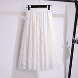 Women's Fashion Designer White Lace Maxi Skirts (Plus Size)