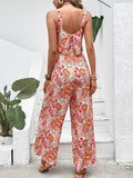 Women's Fashion Designer Wide Leg Jumpsuits Casual Sleeveless Floral Rompers