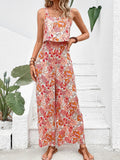 Women's Fashion Designer Wide Leg Jumpsuits Casual Sleeveless Floral Rompers