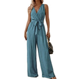 Women's Fashion Designer S-XL Wide Leg Jumpsuits Floral Rompers-Women's Fashion Designer Rompers / Jumpsuits-International Women's Clothing