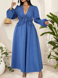 Women's Fashion Designer XL-4XL Lantern Sleeve Long Dresses (Plus Size)