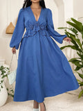 Women's Fashion Designer XL-4XL Lantern Sleeve Long Dresses (Plus Size)