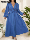 Women's Fashion Designer XL-4XL Lantern Sleeve Long Dresses (Plus Size)