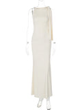 Women's Fashion Designer XS-L Sleeveless Tied Up Bodycon Dresses (Long)