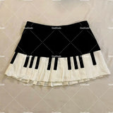 Women's Fashion Designer XS-XL High Waist Piano Pleated Mini Skirts (Short)