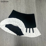Women's Fashion Designer XS-XL High Waist Piano Pleated Mini Skirts (Short)