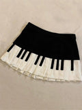 Women's Fashion Designer XS-XL High Waist Piano Pleated Mini Skirts (Short)