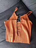 Women's Fashion Ribbed Heart Designer Crop Top Singlets-Women's Tops Fashion Designer Singlets-Orange-Women&#x27;s fashion designer plus size clothes