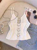 Women's Fashion Ribbed Heart Designer Crop Top Singlets-Women's Tops Fashion Designer Singlets-WHITE-Women&#x27;s fashion designer plus size clothes