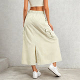 Women's Fashion S-2XL Designer Cargo Split High Waist Skirts (Long)-Women's Fashion Designer Skirts