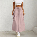 Women's Fashion S-2XL Designer Cargo Split High Waist Skirts (Long)-Women's Fashion Designer Skirts