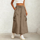 Women's Fashion S-2XL Designer Cargo Split High Waist Skirts (Long)-Women's Fashion Designer Skirts