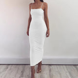 Women's Fashion S-L Designer Spaghetti Strap Dresses (Long)-Women's Fashion Designer Dresses-WHITE-Women&#x27;s fashion designer plus size clothes