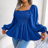 Women's Fashion Designer Ruffled S-XL Long-Sleeve Tops-Women's Fashion Designer Long-Sleeve Tops-Blue-Women&#x27;s fashion designer plus size clothes