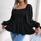 Women's Fashion Designer Ruffled S-XL Long-Sleeve Tops-Women's Fashion Designer Long-Sleeve Tops-black-Women&#x27;s fashion designer plus size clothes