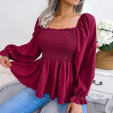 Women's Fashion S-XL Designer Ruffled Long-Sleeve Tops