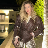 Women's Faux Leather Wrapped Fashion Designer S - L Jackets