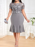 Women's Fish Tail Fashion Designer High Waist Midi Dresses (Plus Size)