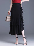 Women's Fishtail Chiffon Fashion Designer 3-5XL Midi Skirts (Plus Size)