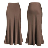 Women's Fishtail Fashion Designer Faux Satin Skirts (Long)-Women's Fashion Designer Skirts