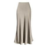 Women's Fishtail Fashion Designer Faux Satin Skirts (Long)