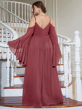 Women's Flared Sleeve Chiffon Fashion Designer 1-5XL Long Dresses (Plus Size)