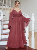 Women's Flared Sleeve Chiffon Fashion Designer 1-5XL Long Dresses (Plus Size)