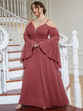 Women's Flared Sleeve Chiffon Fashion Designer 1-5XL Long Dresses (Plus Size)