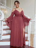 Women's Flared Sleeve Chiffon Fashion Designer 1-5XL Long Dresses (Plus Size)