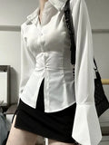 Women's Flared Sleeve Fashion Designer S-L Long-Sleeve Tops