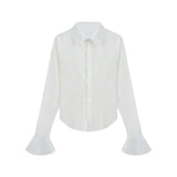 Women's Flared Sleeve Fashion Designer S-L Long-Sleeve Tops