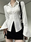 Women's Flared Sleeve Fashion Designer S-L Long-Sleeve Tops