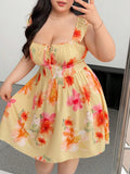 Women's Floral 1-5XL Corset Designer Fashion Short Dresses (Plus Size)