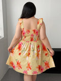 Women's Floral 1-5XL Corset Designer Fashion Short Dresses (Plus Size)