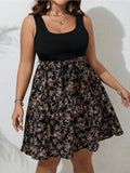 Women's Floral 1-5XL Fashion Designer Short Dresses (Plus Size)