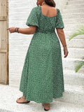 Women's Floral A-Line 1-5XL Fashion Designer Midi Dresses (Plus Size)