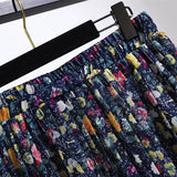 Women's Floral Chiffon A-Line 5-8XL Fashion Designer Midi Skirts (Plus Size)