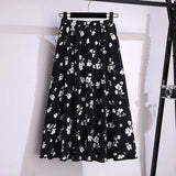 Women's Floral Chiffon Pleated Fashion Designer Skirts (Plus Size)