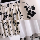 Women's Floral Chiffon Pleated Fashion Designer Skirts (Plus Size)