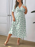 Women's Floral Drawstring Fashion Designer 1-5XL Long Dresses (Plus Size)