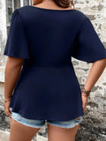 Women's Floral Hem Blouse 1-5XL Fashion Designer T-Shirts (Plus Size)