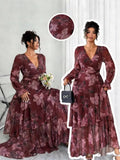 Women's Floral Maxi Fashion Designer Chiffon 1-5XL Long Dresses (Plus Size)-Women's Fashion Designer Plus Size Dresses-International Women's Clothing