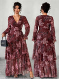 Women's Floral Maxi Fashion Designer Chiffon 1-5XL Long Dresses (Plus Size)-Women's Fashion Designer Plus Size Dresses-International Women's Clothing