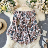 Women's Floral Off Shoulder Fashion Designer Wide Leg Rompers