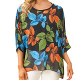 Women's Floral Print 1-5XL Blouse Tunic Fashion Designer T-Shirts (Plus Size)