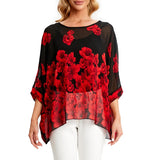 Women's Floral Print 1-5XL Blouse Tunic Fashion Designer T-Shirts (Plus Size)