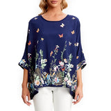 Women's Floral Print 1-5XL Blouse Tunic Fashion Designer T-Shirts (Plus Size)