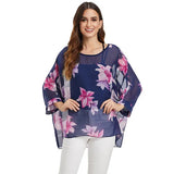 Women's Floral Print 1-5XL Blouse Tunic Fashion Designer T-Shirts (Plus Size)