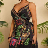 Women's Floral Print V Neck Fashion Designer 1-5XL Short Dresses (Plus Size) Bohemian Holiday Style Dress